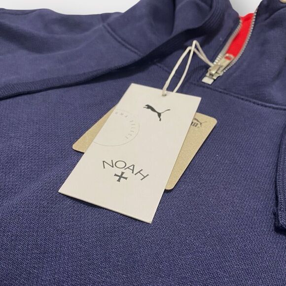 Puma x Noah Mens Quarter-Zip Navy Red French Terry Hoodie size Small New - Picture 7 of 11